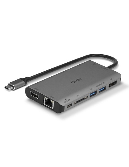 Lindy 43323 replicatore di porte e docking station per notebook Cablato USB 3.2 Gen 1 (3.1 Gen 1) Type-C Nero, Grigio
