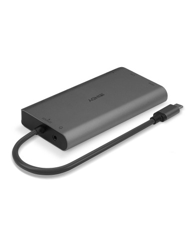 Lindy 43323 replicatore di porte e docking station per notebook Cablato USB 3.2 Gen 1 (3.1 Gen 1) Type-C Nero, Grigio