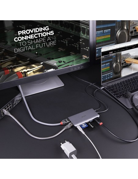 Lindy 43323 replicatore di porte e docking station per notebook Cablato USB 3.2 Gen 1 (3.1 Gen 1) Type-C Nero, Grigio