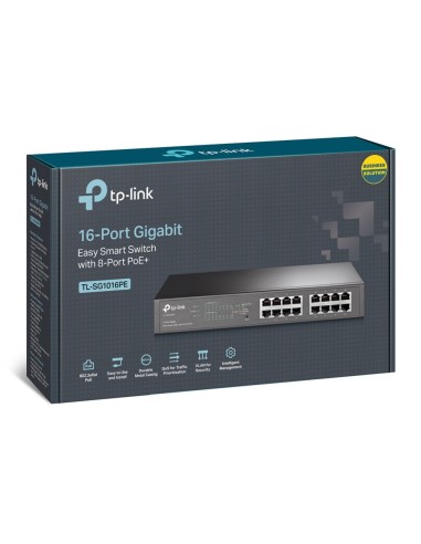 TP-Link TL-SG1016PE switch di rete Gestito L2 Gigabit Ethernet (10 100 1000) Supporto Power over Ethernet (PoE) Nero