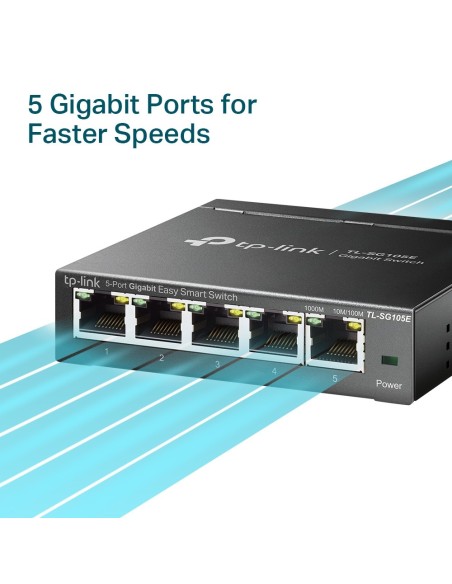 TP-Link TL-SG105E switch di rete Gestito L2 Gigabit Ethernet (10 100 1000) Nero