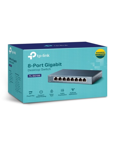 TP-Link TL-SG108 switch di rete Non gestito L2 Gigabit Ethernet (10 100 1000) Nero
