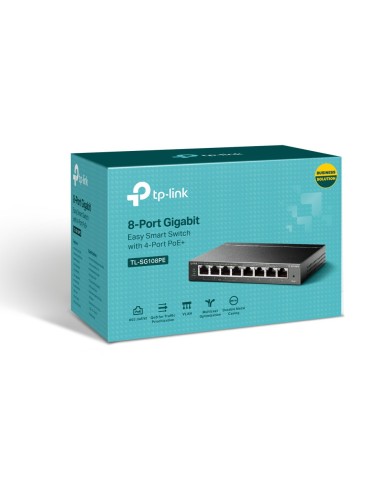 TP-Link TL-SG108PE switch di rete Non gestito L2 Gigabit Ethernet (10 100 1000) Supporto Power over Ethernet (PoE) Nero