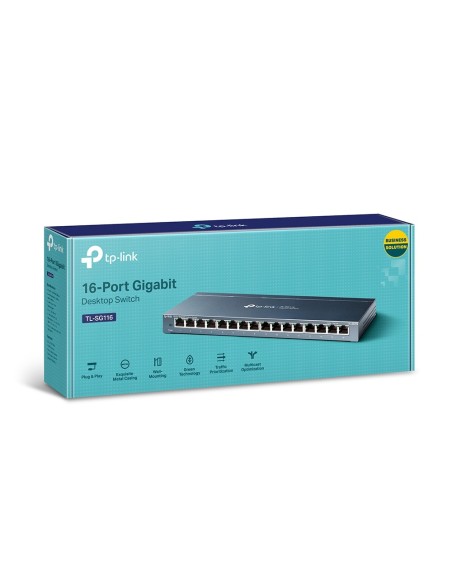 TP-Link TL-SG116 switch di rete Non gestito Gigabit Ethernet (10 100 1000) Nero