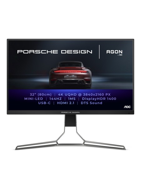 AOC Porsche PD32M LED display 80 cm (31.5") 3840 x 2160 Pixel 4K Ultra HD IPS Nero, Grigio