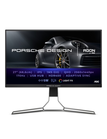 AOC Porsche PD27S LED display 68,6 cm (27") 2560 x 1440 Pixel Quad HD LCD Nero, Grigio