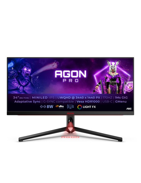 AOC AGON PRO AG344UXM Monitor PC 86,4 cm (34") 3440 x 1440 Pixel UltraWide Quad HD LED Nero, Rosso