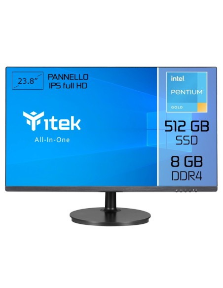 itek AIO Intel® Pentium® Gold 60,5 cm (23.8") 1920 x 1080 Pixel 8 GB DDR4-SDRAM 512 GB SSD PC All-in-one Nero