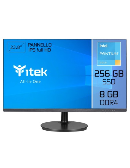 itek AIO Intel® Pentium® Gold 60,5 cm (23.8") 1920 x 1080 Pixel 8 GB DDR4-SDRAM 256 GB SSD PC All-in-one Nero