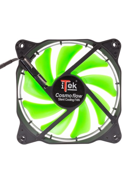 itek Cosmo Flow Case per computer Ventilatore 12 cm Nero, Verde