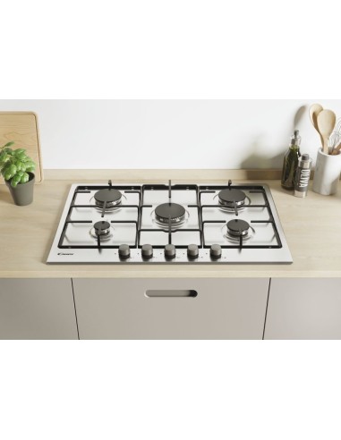 Candy Timeless CHW7X Acciaio inossidabile Da incasso Gas 5 Fornello(i)