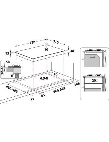 Indesit THP 752 IX I Acciaio inossidabile Da incasso 73 cm Gas 5 Fornello(i)