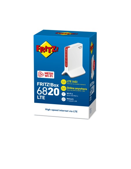 FRITZ!Box Box 6820 LTE International router wireless Gigabit Ethernet Banda singola (2.4 GHz) 4G Rosso, Bianco