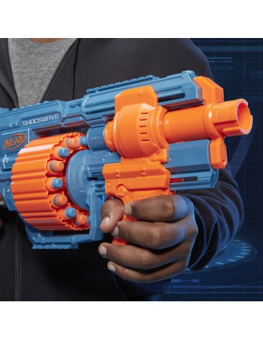 Nerf Elite 2.0 - Shockwave RD-15 (Blaster con tamburo rotante da 15 dardi, lancio a raffica con azione a pompa, capacità di
