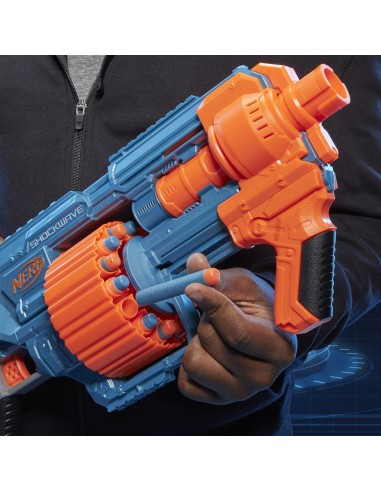 Nerf Elite 2.0 - Shockwave RD-15 (Blaster con tamburo rotante da 15 dardi, lancio a raffica con azione a pompa, capacità di