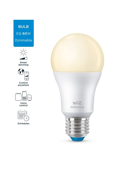 WiZ Lampadina Smart Dimmerabile Luce Bianca Calda AttaccoE27 60W Goccia
