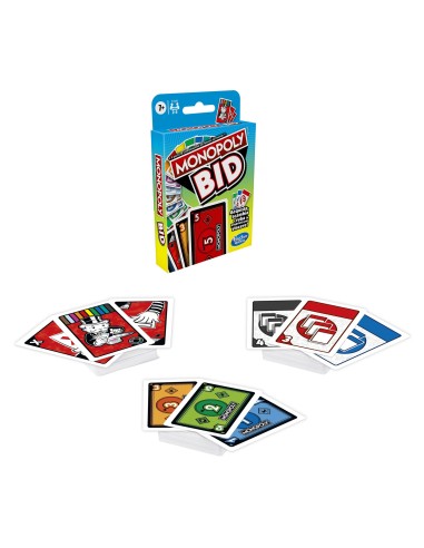 Hasbro Gaming Monopoly Bid, gioco di carte rapido per famiglie e bambini dai 7 anni in su