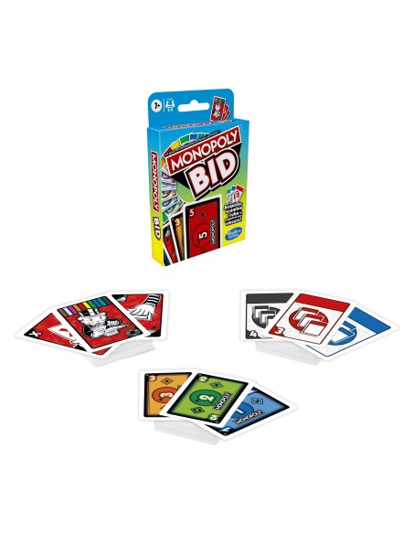 Hasbro Gaming Monopoly Bid, gioco di carte rapido per famiglie e bambini dai 7 anni in su