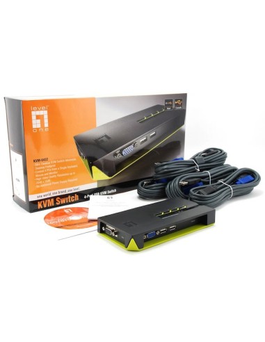 LevelOne KVM-0422 switch per keyboard-video-mouse (kvm) Nero, Verde