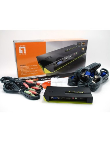 LevelOne KVM-0421 switch per keyboard-video-mouse (kvm) Nero, Verde