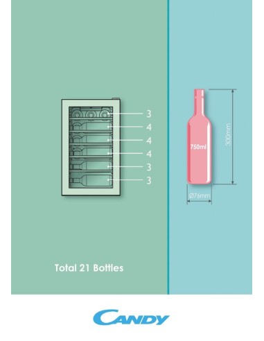 Candy DiVino CWC 021 M N Cantinetta vino con compressore Libera installazione Nero 21 bottiglia bottiglie