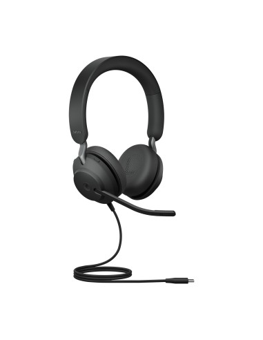 Jabra Evolve2 40, MS Stereo Auricolare Cablato A Padiglione Ufficio USB tipo-C Bluetooth Nero