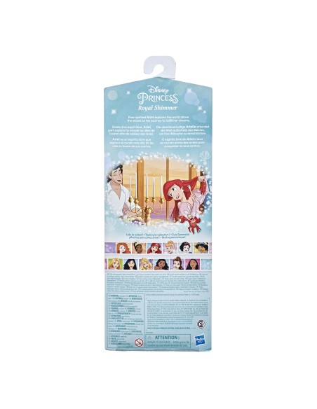 Disney Princess Royal Shimmer - Bambola di Ariel, bambola fashion doll con gonna e accessori moda, giocattolo per bambini dai 3