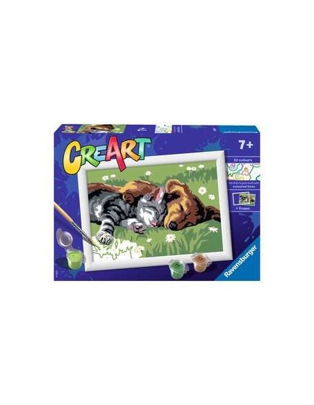 Ravensburger CreArt Sleeping Cats and Dogs Colore per kit di verniciatura in base ai numeri Ravensburger CreArt Sleeping Cats and Dogs Colore per kit di verniciatura in base ai numeri