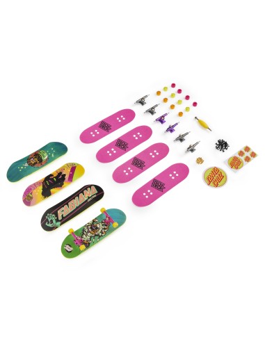 Tech Deck | MINI SKATE FINGERSKATE | 4 mini skate personabilizzabili fingerskate con grafiche originali, giocattoli per bambini