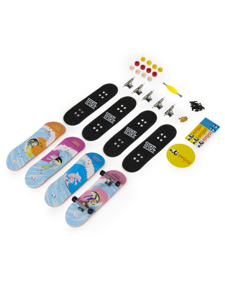 Tech Deck | MINI SKATE FINGERSKATE | 4 mini skate personabilizzabili fingerskate con grafiche originali, giocattoli per bambini