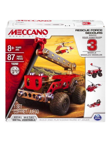 Meccano - Multimodello da 3, Veicoli di Soccorso, kit di costruzioni con 87 pezzi - dagli 8 anni