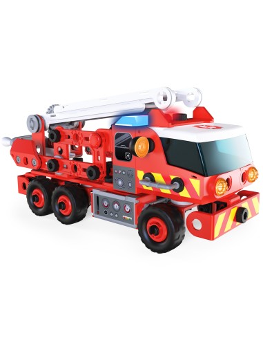 Meccano Junior, Kit di costruzioni Camion dei pompieri con luci e suoni, per bambini dai 5 anni in su