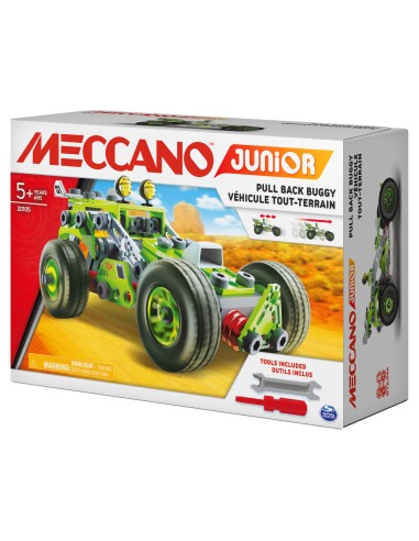 Meccano Junior - Veicolo Buggy A Retrocarica, Multimodello 2 In 1, kit di costruzioni per bambini da 8 anni