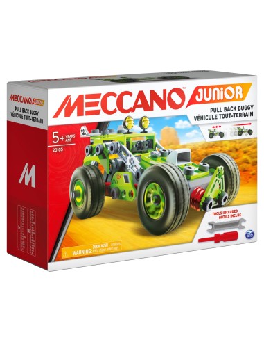 Meccano Junior - Veicolo Buggy A Retrocarica, Multimodello 2 In 1, kit di costruzioni per bambini da 8 anni