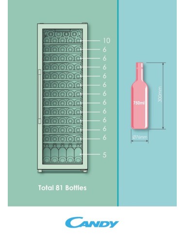 Candy DiVino CWC 200 EELW N Libera installazione Nero 81 bottiglia bottiglie