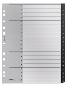 Leitz 12110000 intercalare Indice a linguetta vuota Polipropilene (PP) Nero, Bianco