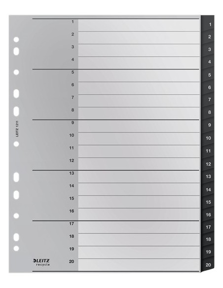 Leitz 12110000 intercalare Indice a linguetta vuota Polipropilene (PP) Nero, Bianco