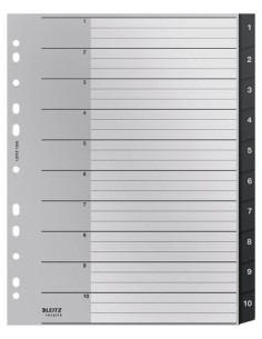 Leitz 12080000 intercalare Indice a linguetta vuota Polipropilene (PP) Nero, Bianco