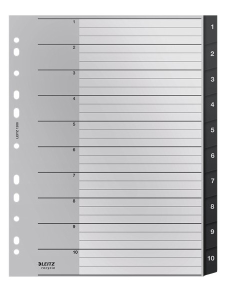 Leitz 12080000 intercalare Indice a linguetta vuota Polipropilene (PP) Nero, Bianco