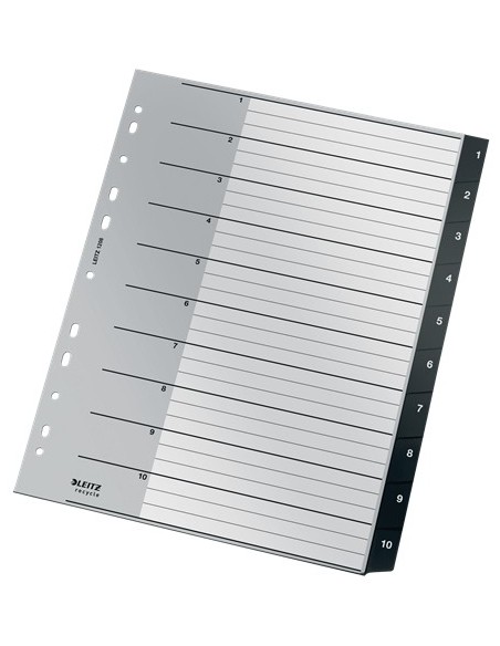 Leitz 12080000 intercalare Indice a linguetta vuota Polipropilene (PP) Nero, Bianco