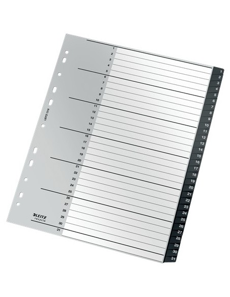 Leitz 12180000 intercalare Indice a linguetta numerico Polipropilene (PP) Nero, Bianco