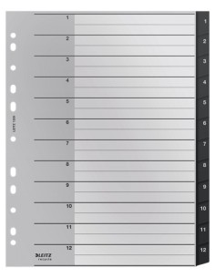 Leitz 12090000 intercalare Indice a linguetta vuota Polipropilene (PP) Nero, Bianco