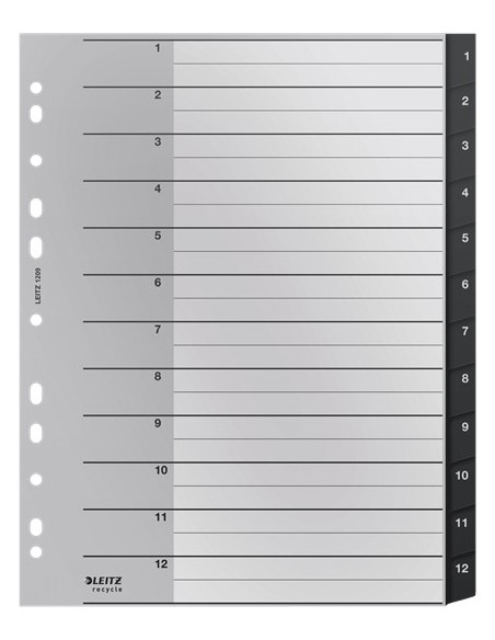 Leitz 12090000 intercalare Indice a linguetta vuota Polipropilene (PP) Nero, Bianco