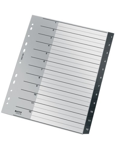 Leitz 12090000 intercalare Indice a linguetta vuota Polipropilene (PP) Nero, Bianco