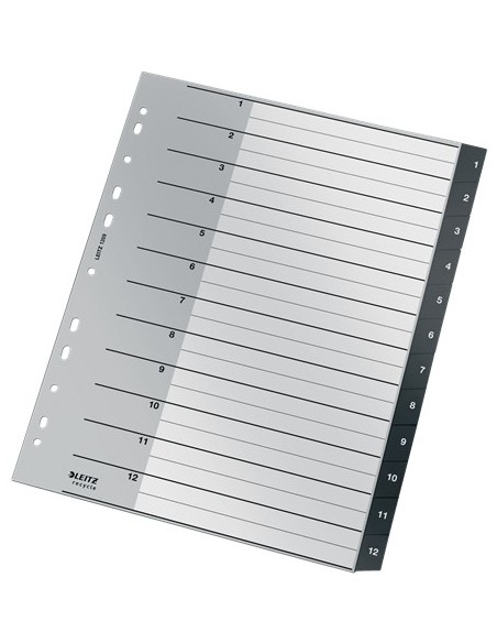 Leitz 12090000 intercalare Indice a linguetta vuota Polipropilene (PP) Nero, Bianco