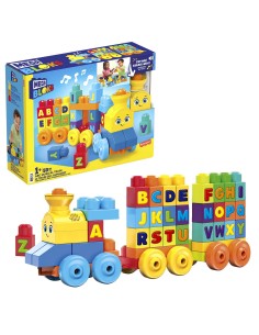 MEGA BLOKS Impara con il treno, trenino con blocchi dell'alfabeto per imparare le lettere e suoni realistici, Giocattolo per
