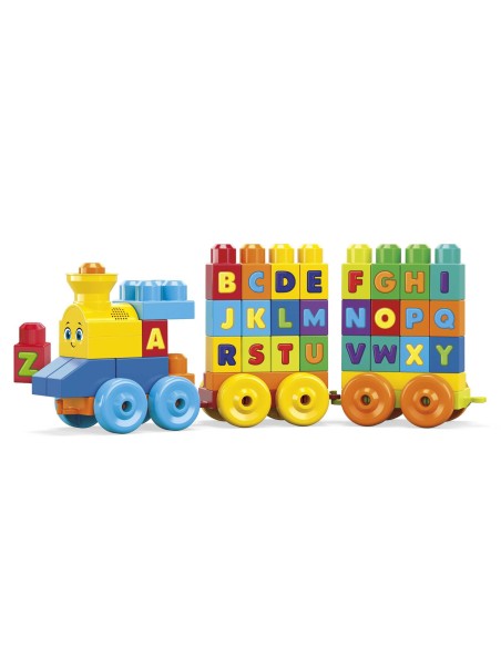 MEGA BLOKS Impara con il treno, trenino con blocchi dell'alfabeto per imparare le lettere e suoni realistici, Giocattolo per