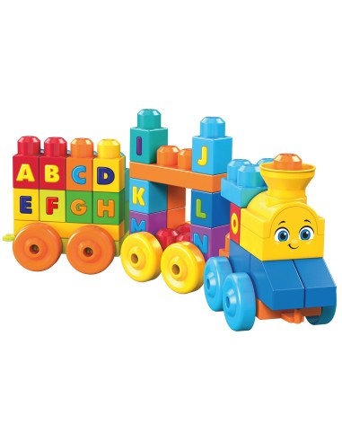 MEGA BLOKS Impara con il treno, trenino con blocchi dell'alfabeto per imparare le lettere e suoni realistici, Giocattolo per