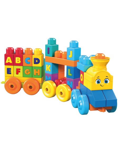 MEGA BLOKS Impara con il treno, trenino con blocchi dell'alfabeto per imparare le lettere e suoni realistici, Giocattolo per