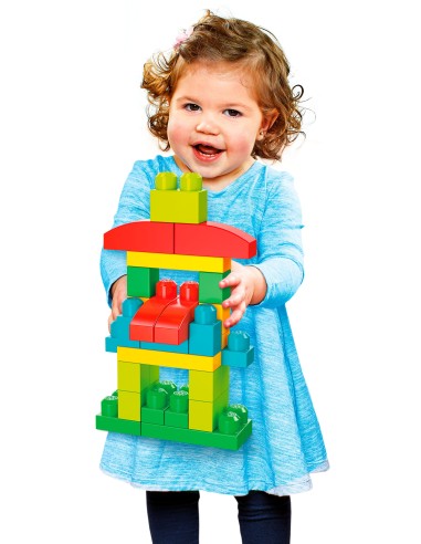 MEGA Pacco Eco con 100 Blocchi da Costruzione, Stimola la creatività, Giocattolo per Bambini 1+ Anni, GFG21